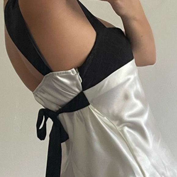 Tie Back Patchwork Satin Tank Top - Picture 5 of 9